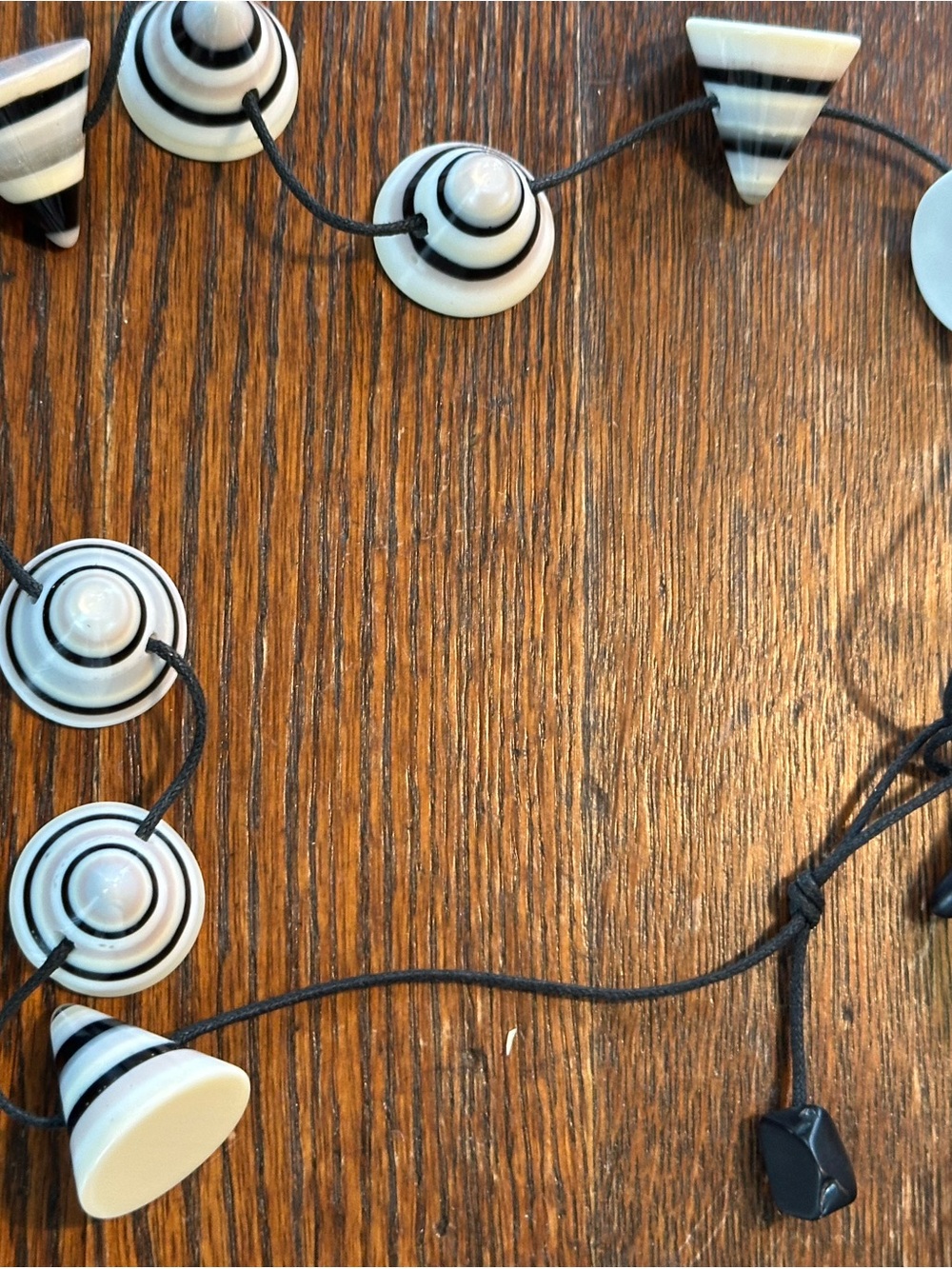 Black and White Striped Resin Necklace